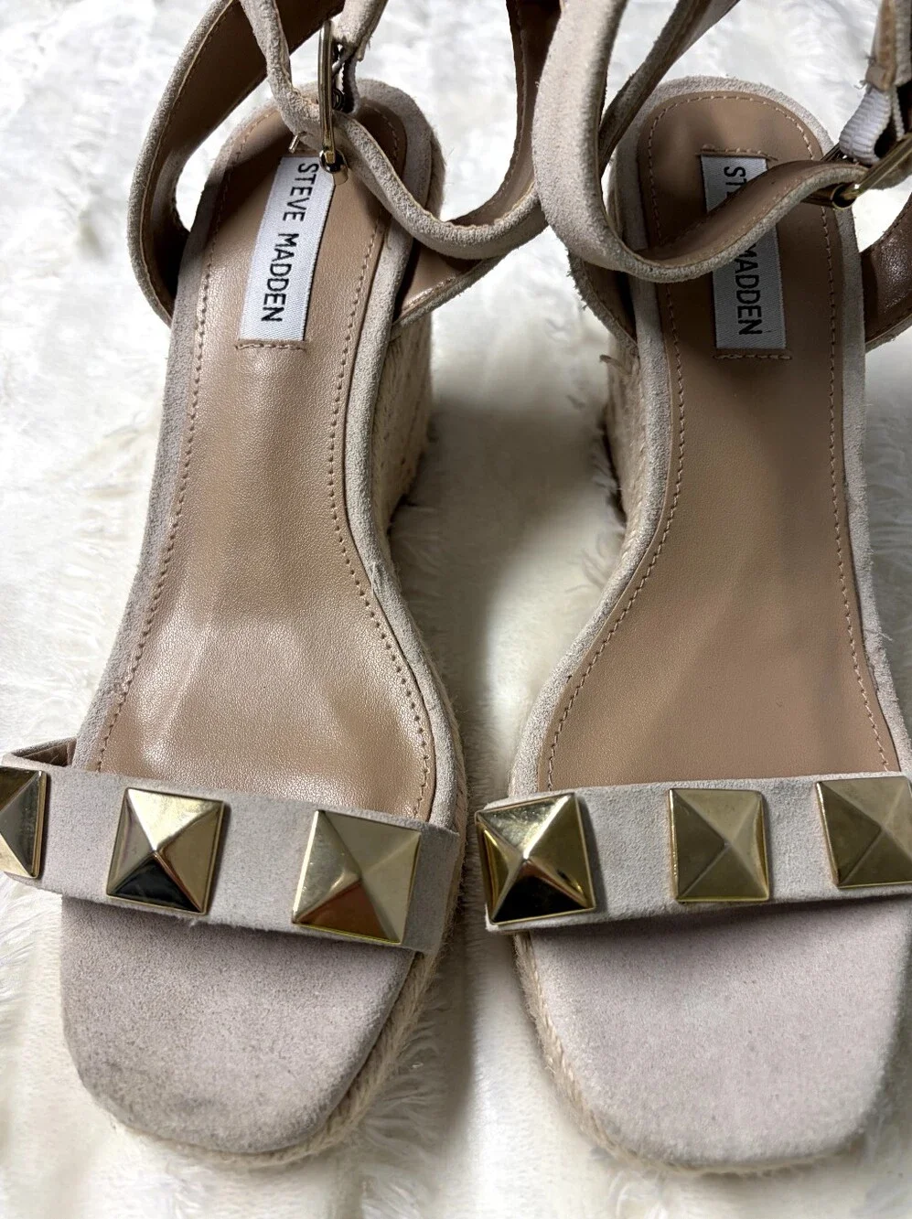 Steve Madden Suede Studded Espadrille Wedges